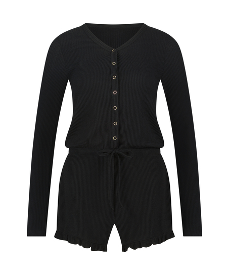 Brushed Short Onesie, Schwarz