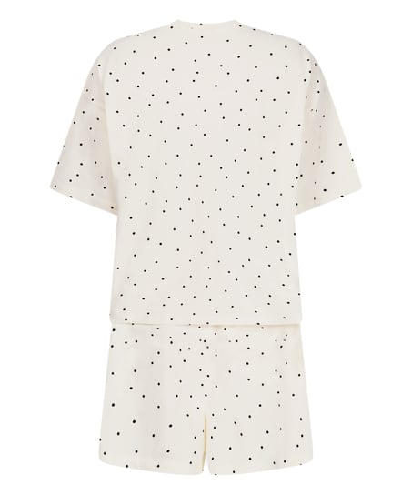Pyjama-Set Baumwolljersey Kurz, Weiß