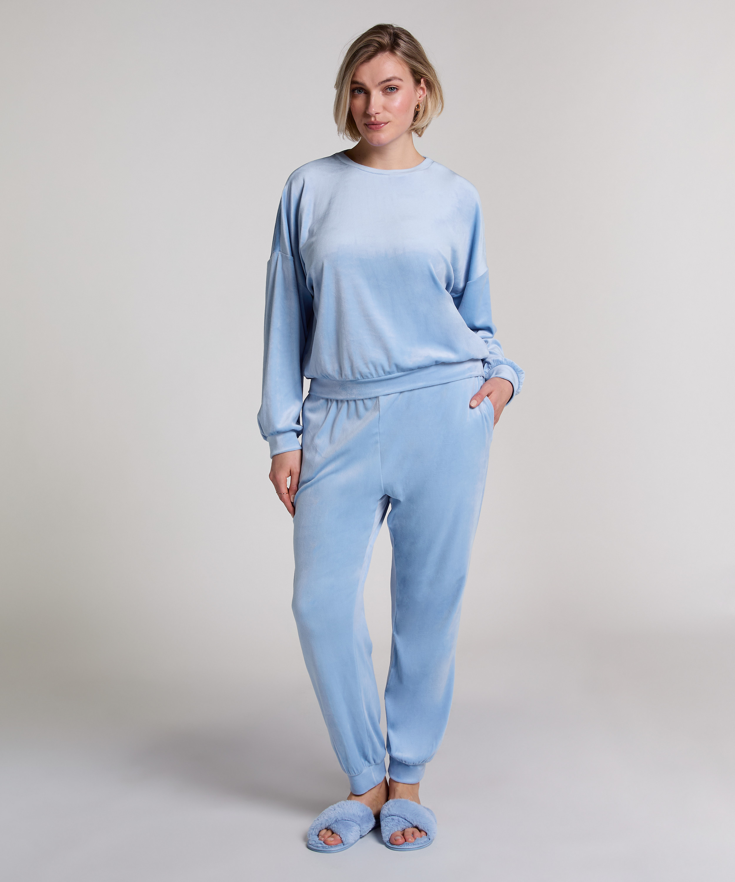 Jogginghose Velours, Blau, main