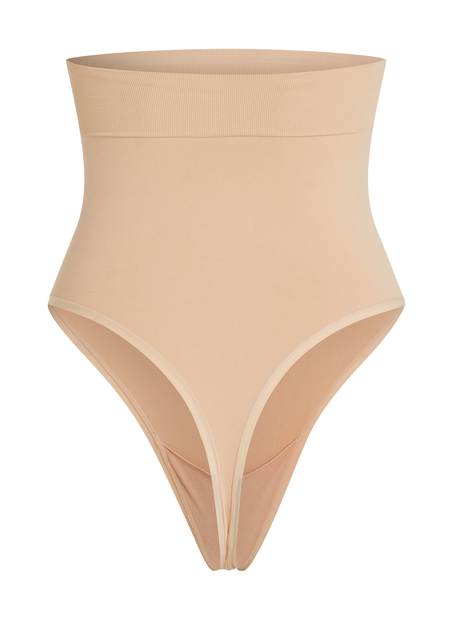 String taille haute à gaine sculptante sans coutures mise en forme, Beige, main String taille haute à gaine sculptante sans coutures mise en forme, Beige