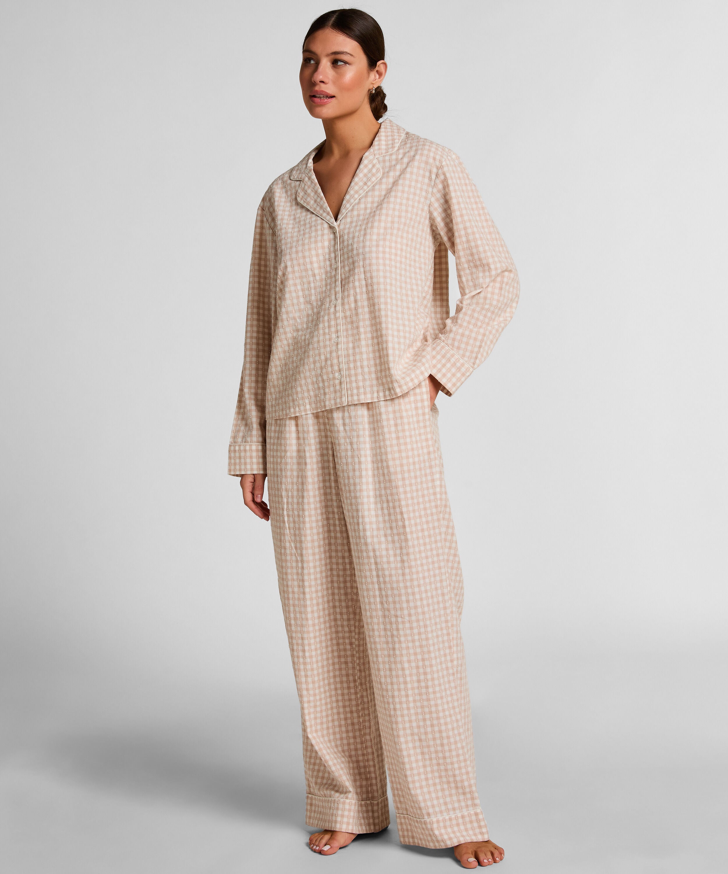 Dobby Pyjama-Jacke aus Gewebter Baumwolle