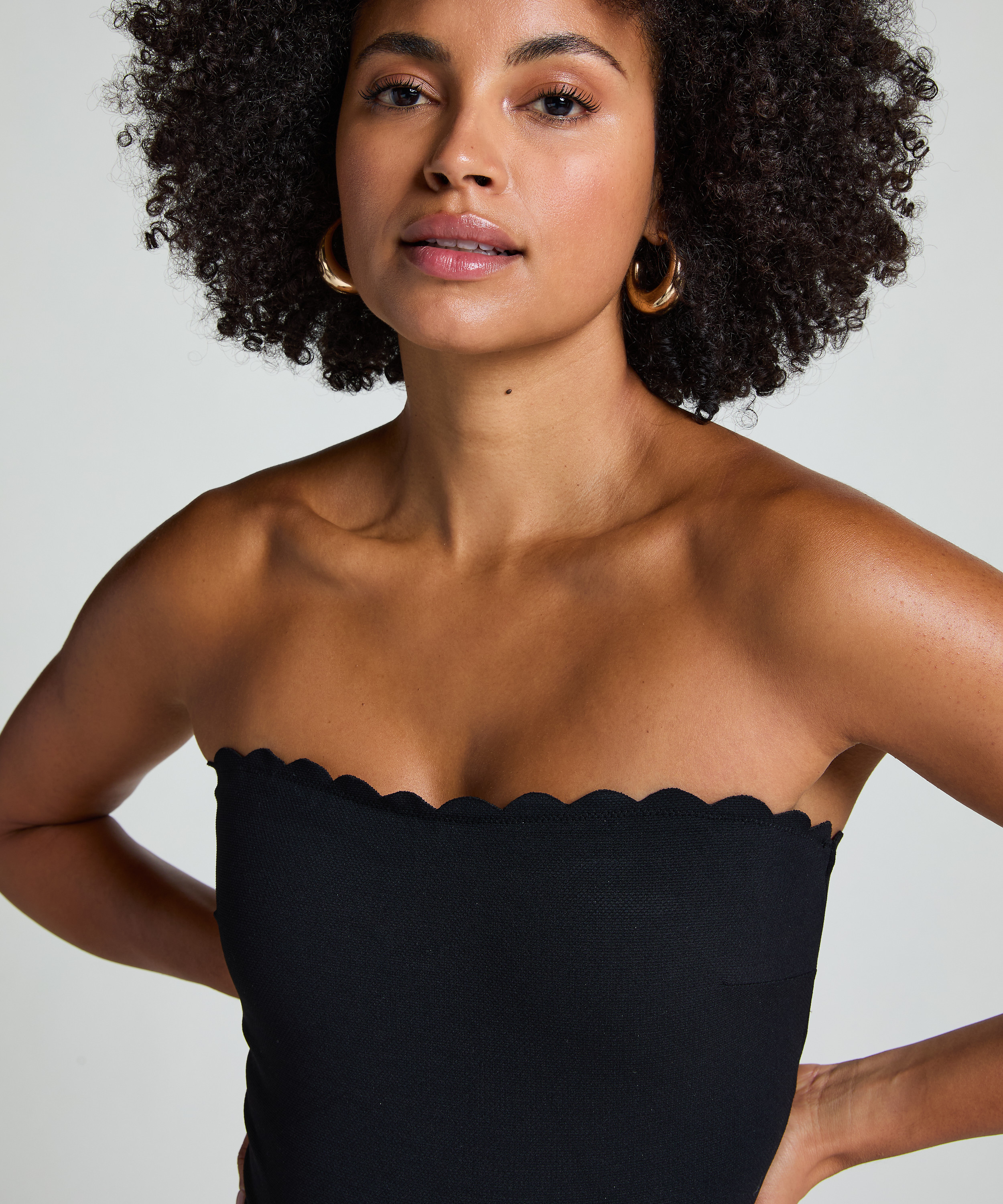 Maillot de bain Bandeau Scallop, Noir, main