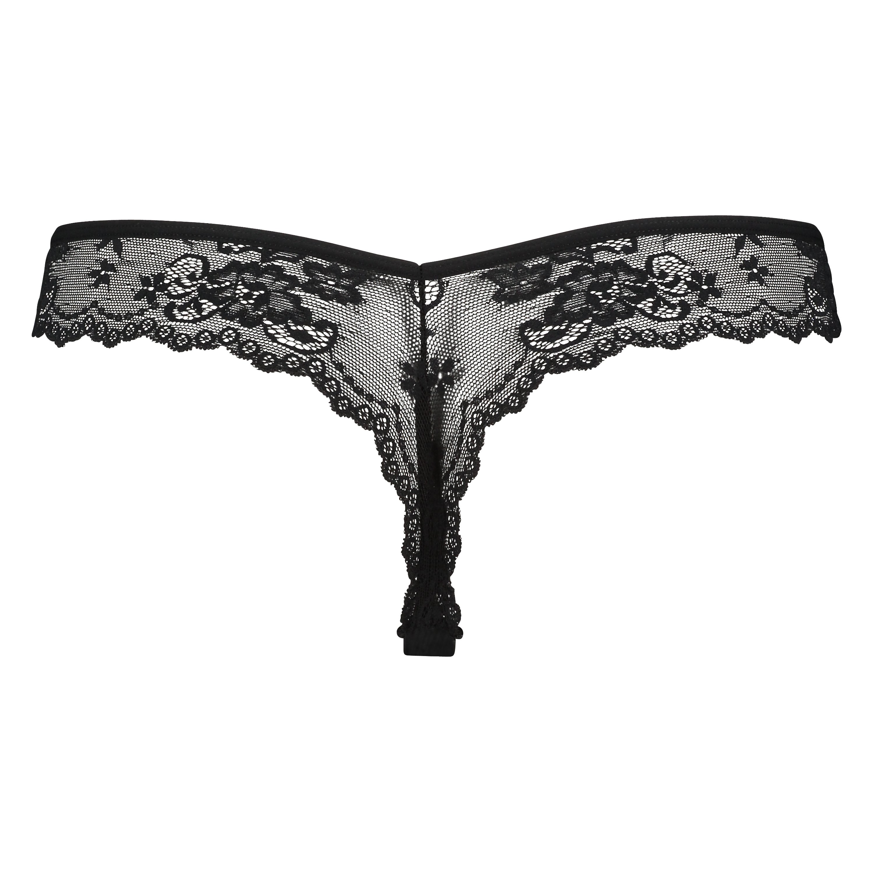 String Invisible Lace back, Noir, main
