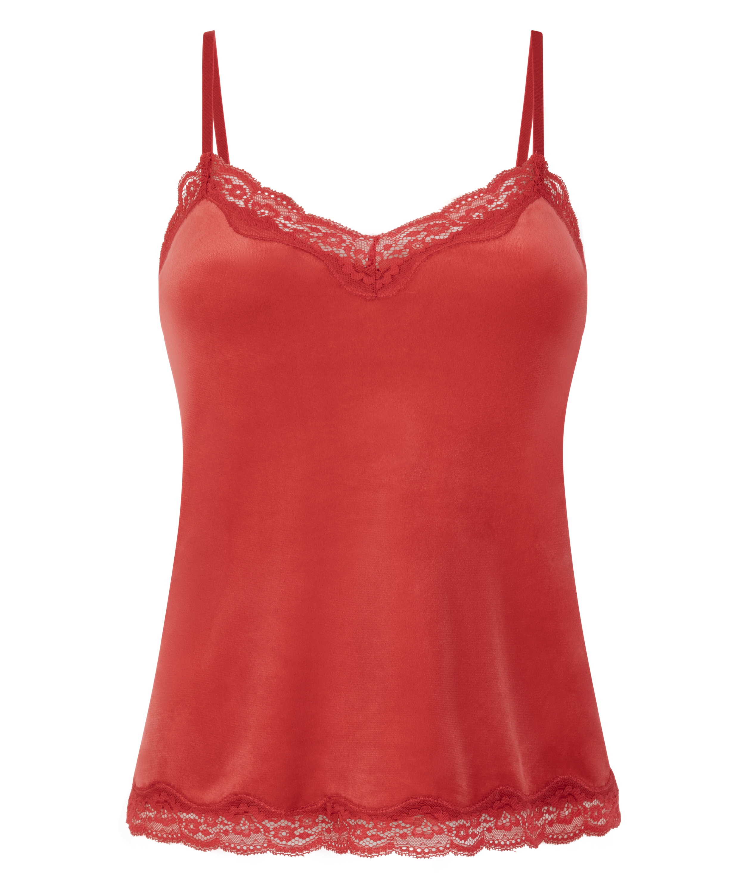 Cami Top Velours Lace, Rot, main