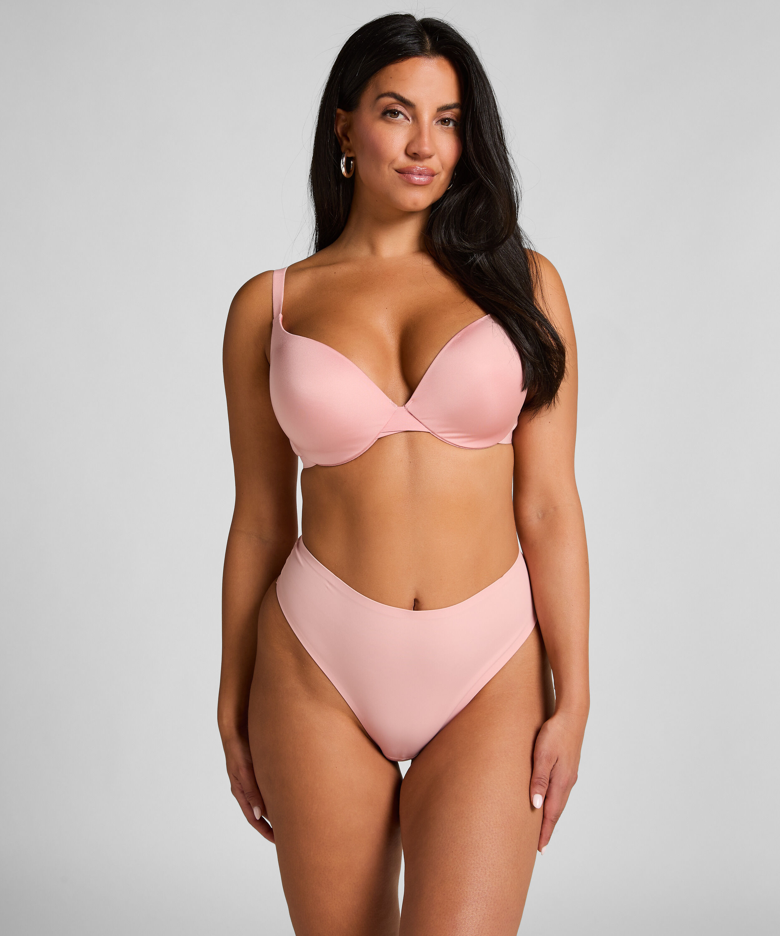 High Waisted Highleg Thong Smooth, Rose
