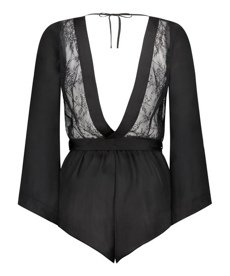 Satin Playsuit Rylie, Noir
