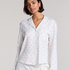 Haut de Pyjama Jacquard Manches Longues, Blanc