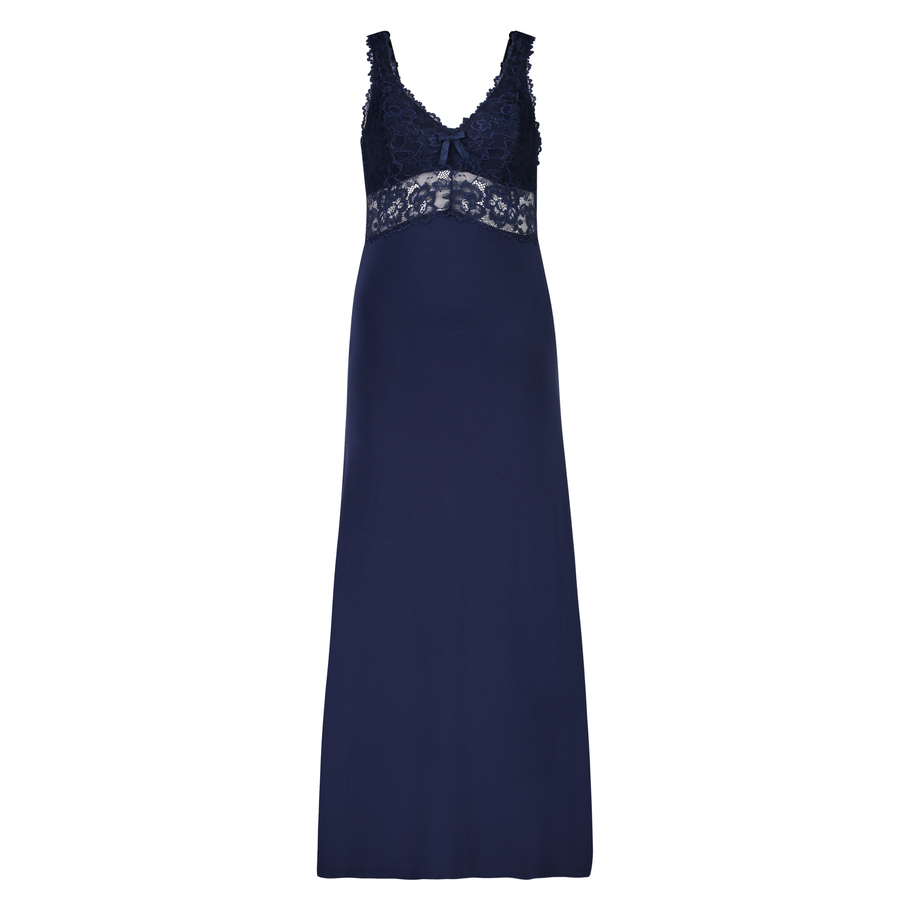 Langes Slipdress, Modal Lace, Blau, main