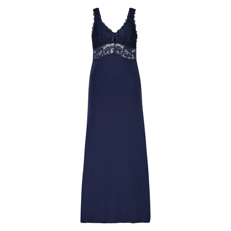 Langes Slipdress, Modal Lace, Blau