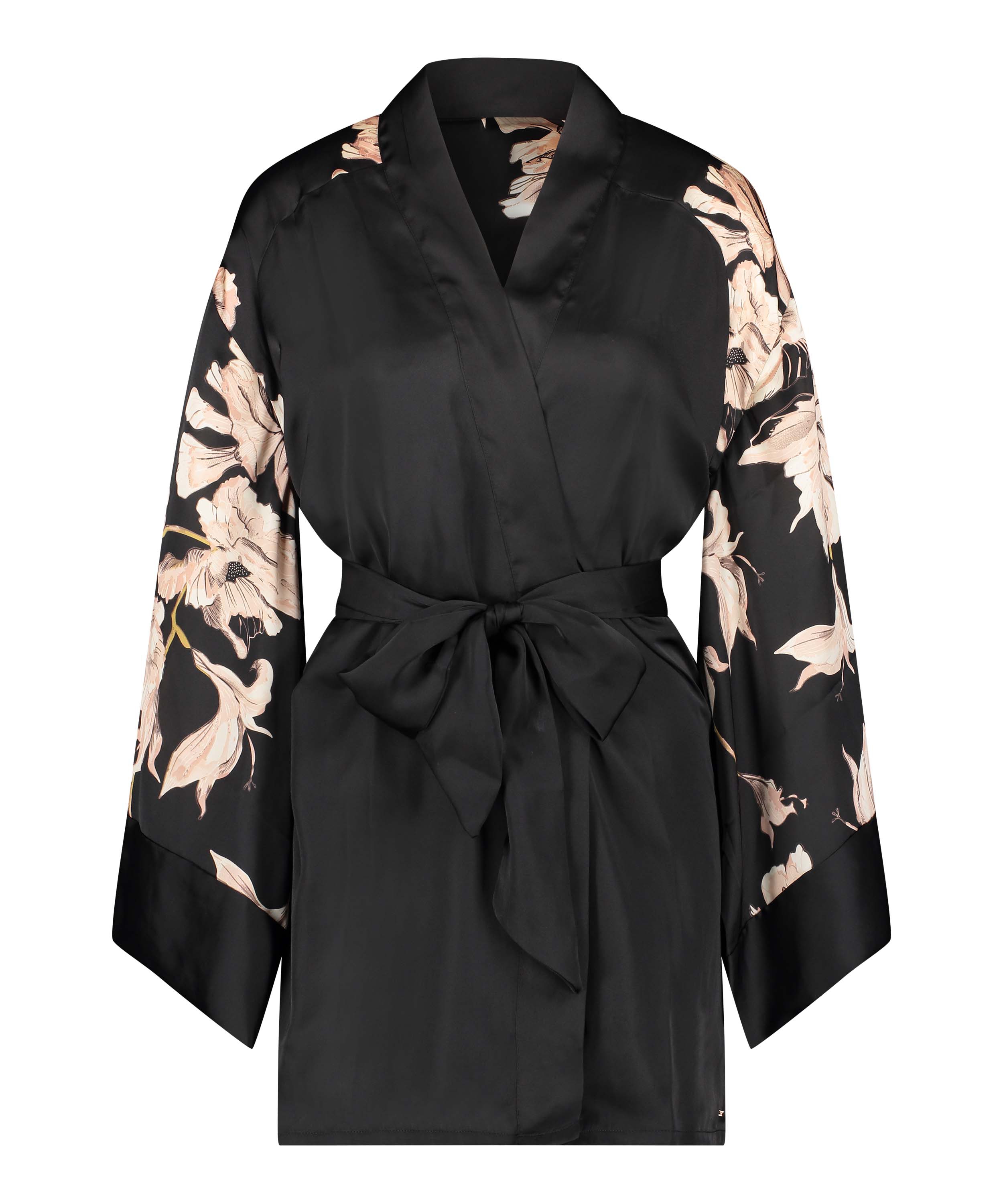 Kimono Satinblüte, Schwarz, main