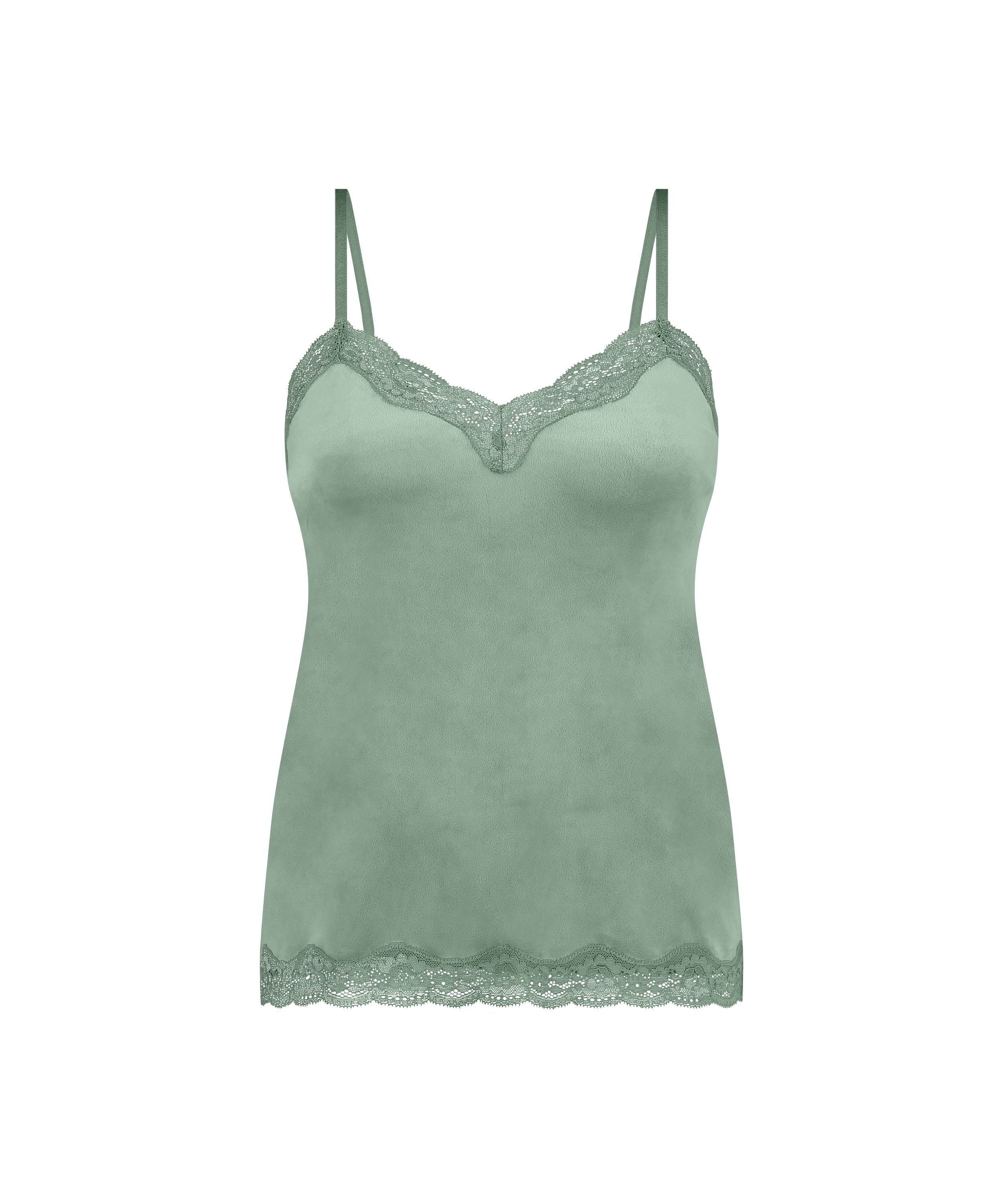 Camisole velours Dentelle, Vert, main