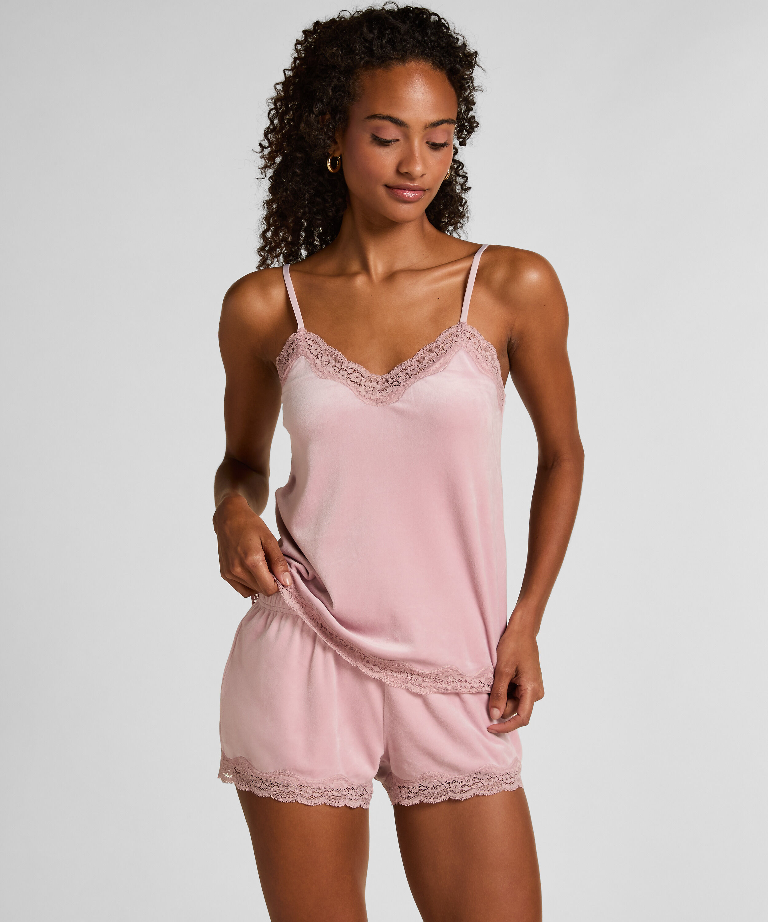 Short en velours à dentelle, Violet