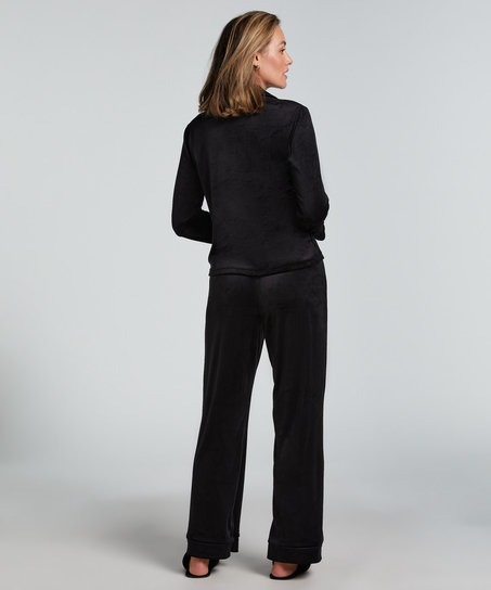 Veste &agrave; manches longues en velours, Noir