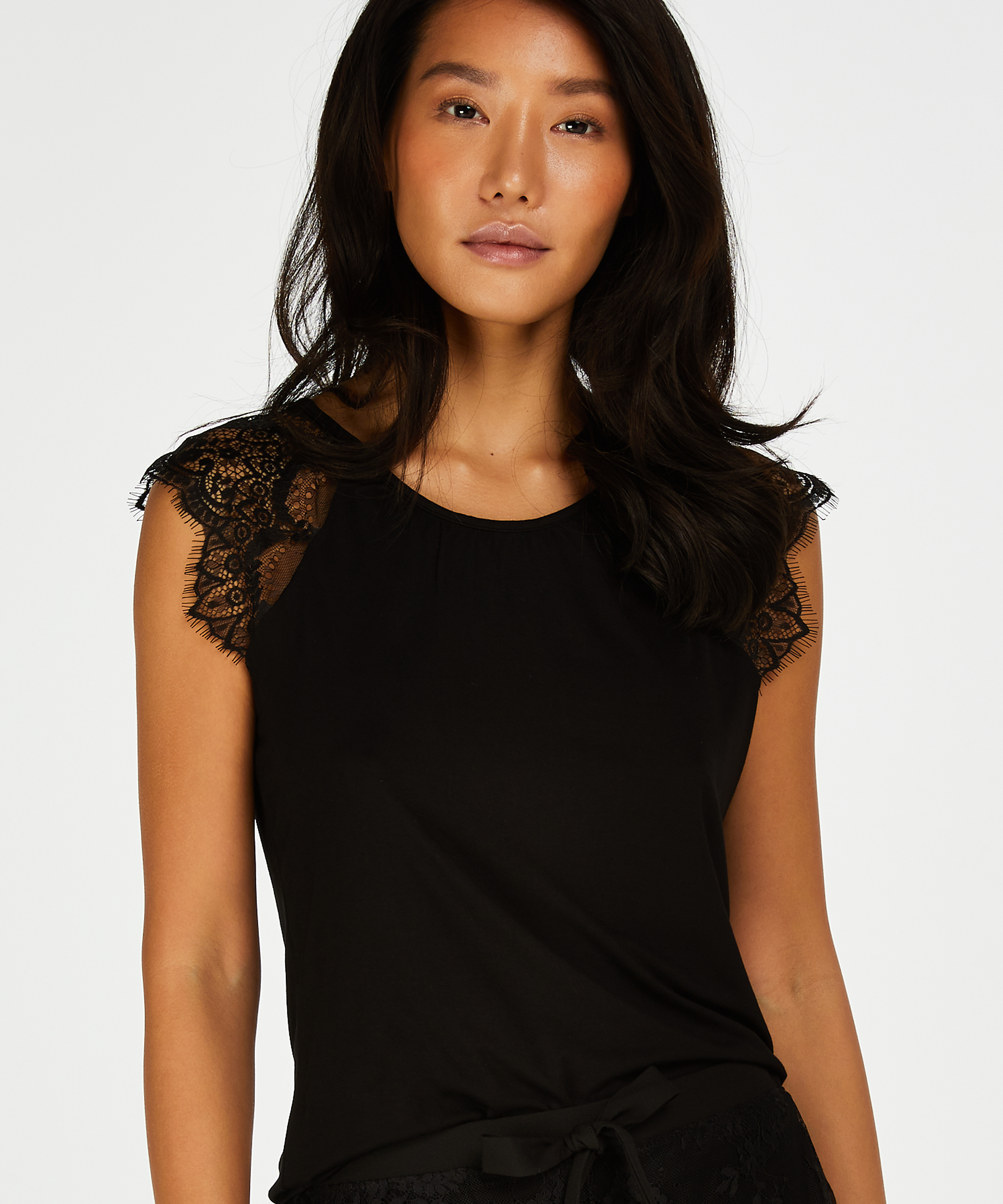 Singlet Jersey Lace, Schwarz, main