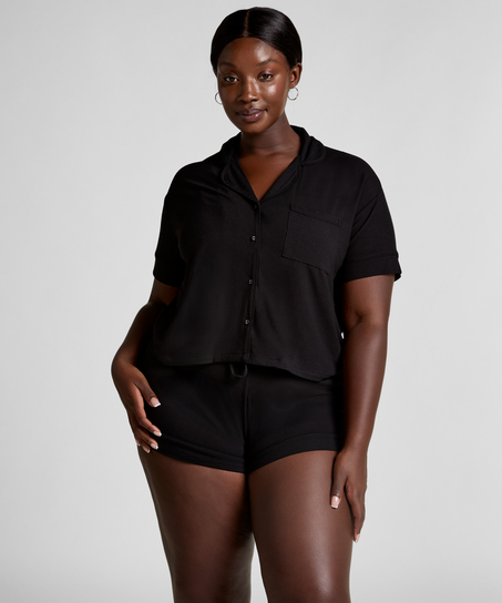 Kurzärmelige Jersey-Jacke Essential, Schwarz