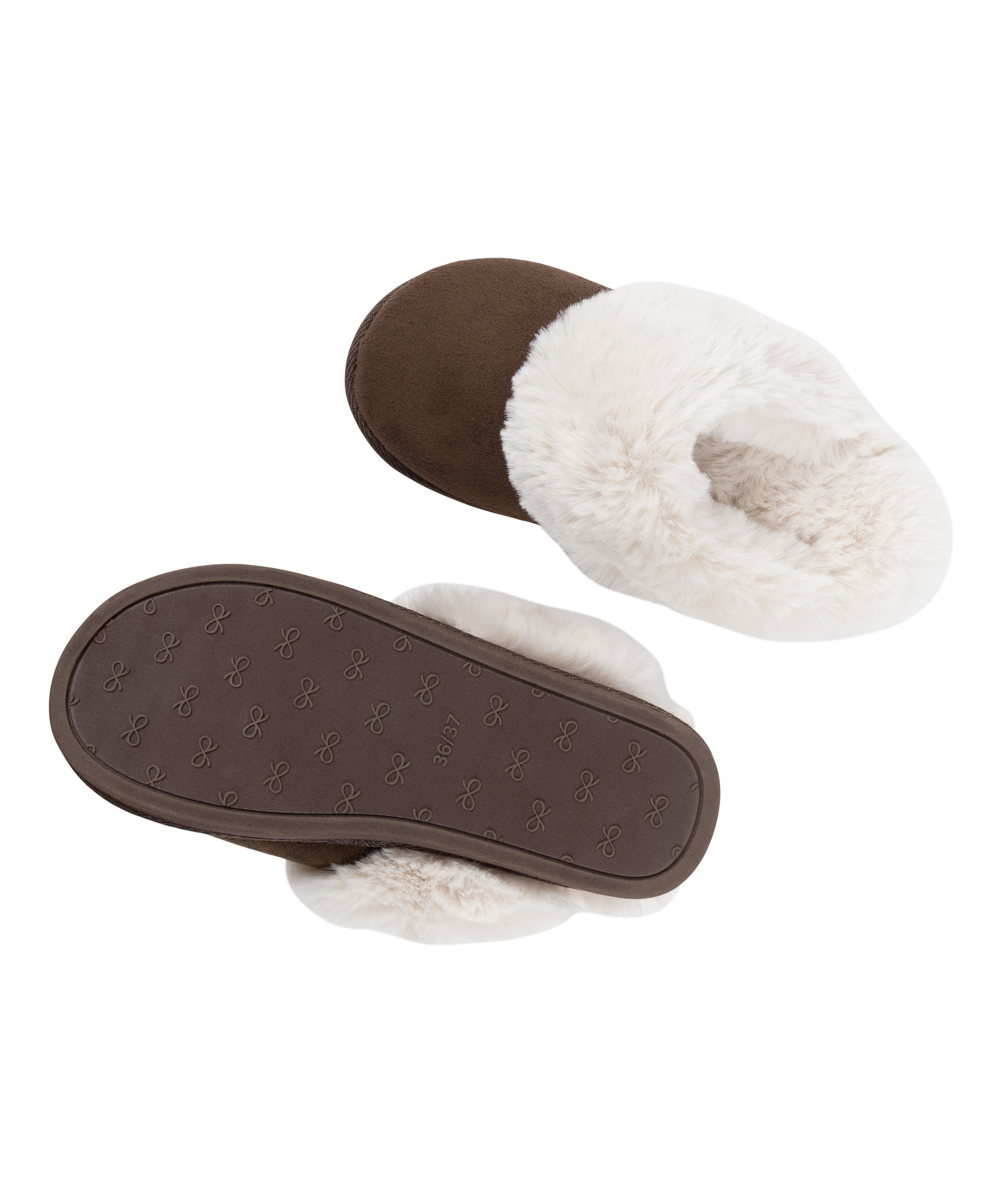 Mules en fausse fourrure Betty, Marron, main