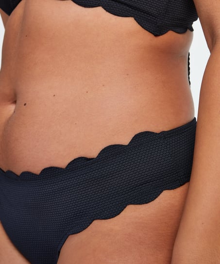 Slip de Bikini Rio Scallop, Noir