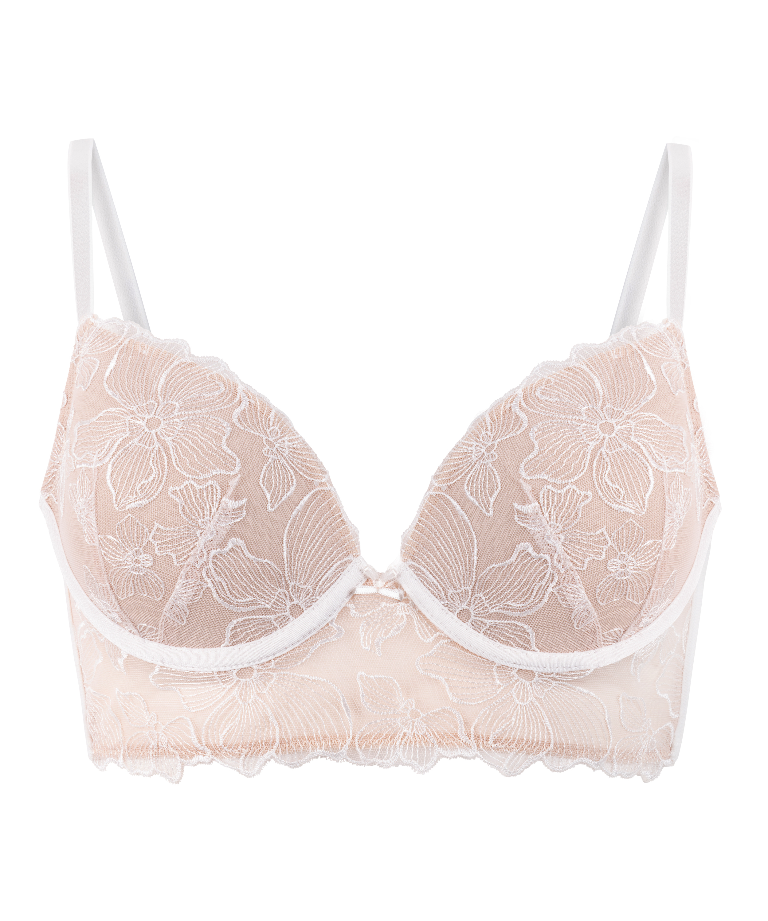 Soutien-gorge &agrave; armatures pr&eacute;form&eacute; longline Lauren, Blanc, main