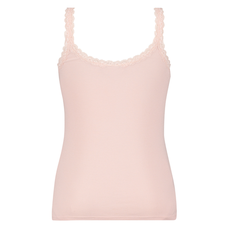 Singlet top cami rib lace, Rose