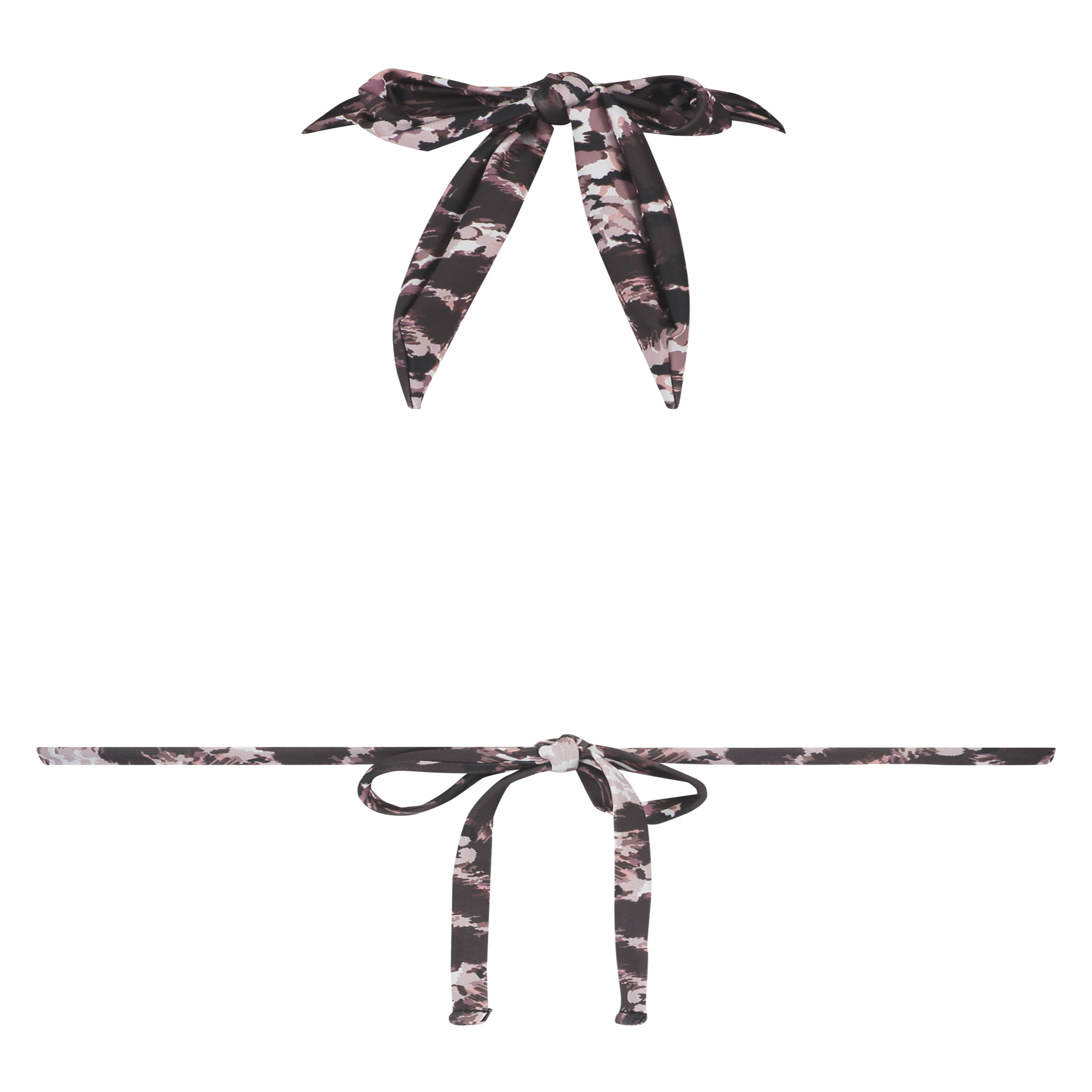 Triangel-Bikinitop mit Animal Print, Schwarz, main
