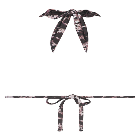 Triangel-Bikinitop mit Animal Print, Schwarz