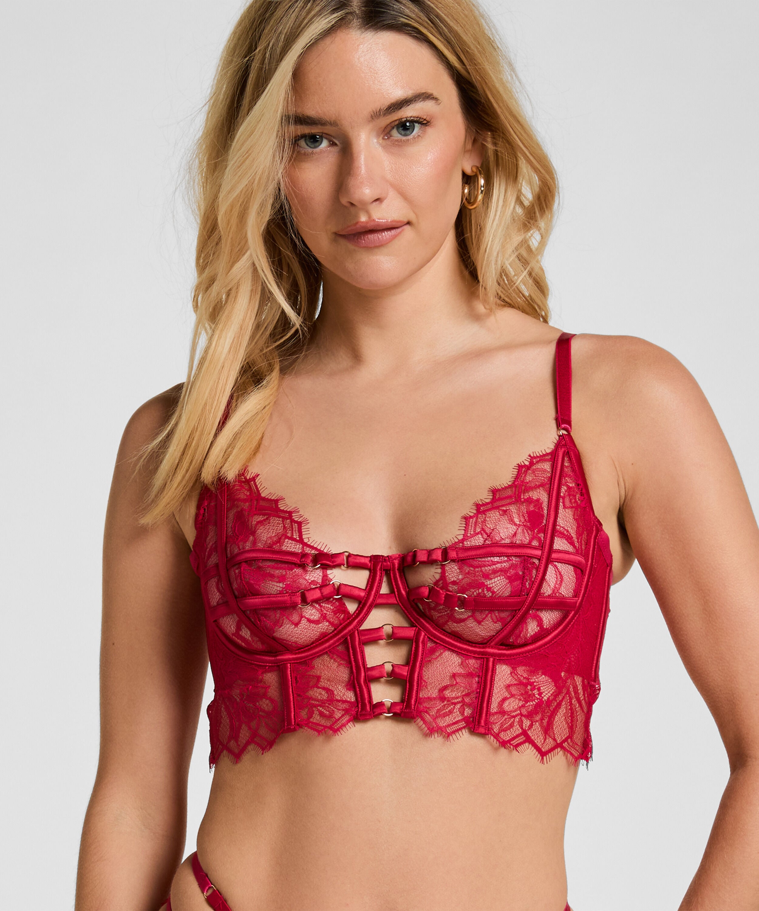 Unwattierter Longline mit Bügel-BH Bea, Rot Unwattierter Longline mit Bügel-BH Bea, Rot