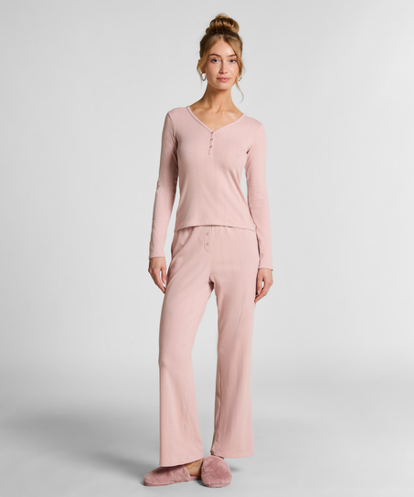 Haut de pyjama Henley, Rose