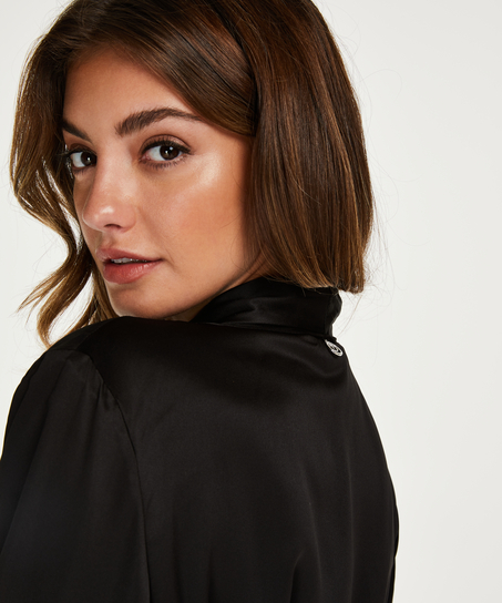Bademantel Satin Velours Doutzen, Schwarz