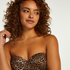 Vorgeformtes trägerloses Push-Up Bikini-Oberteil Leopard, Braun