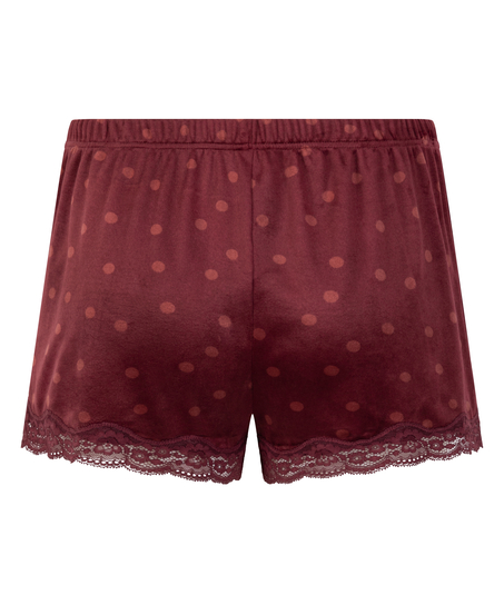 Shorts aus Velours mit Spitze, Lila