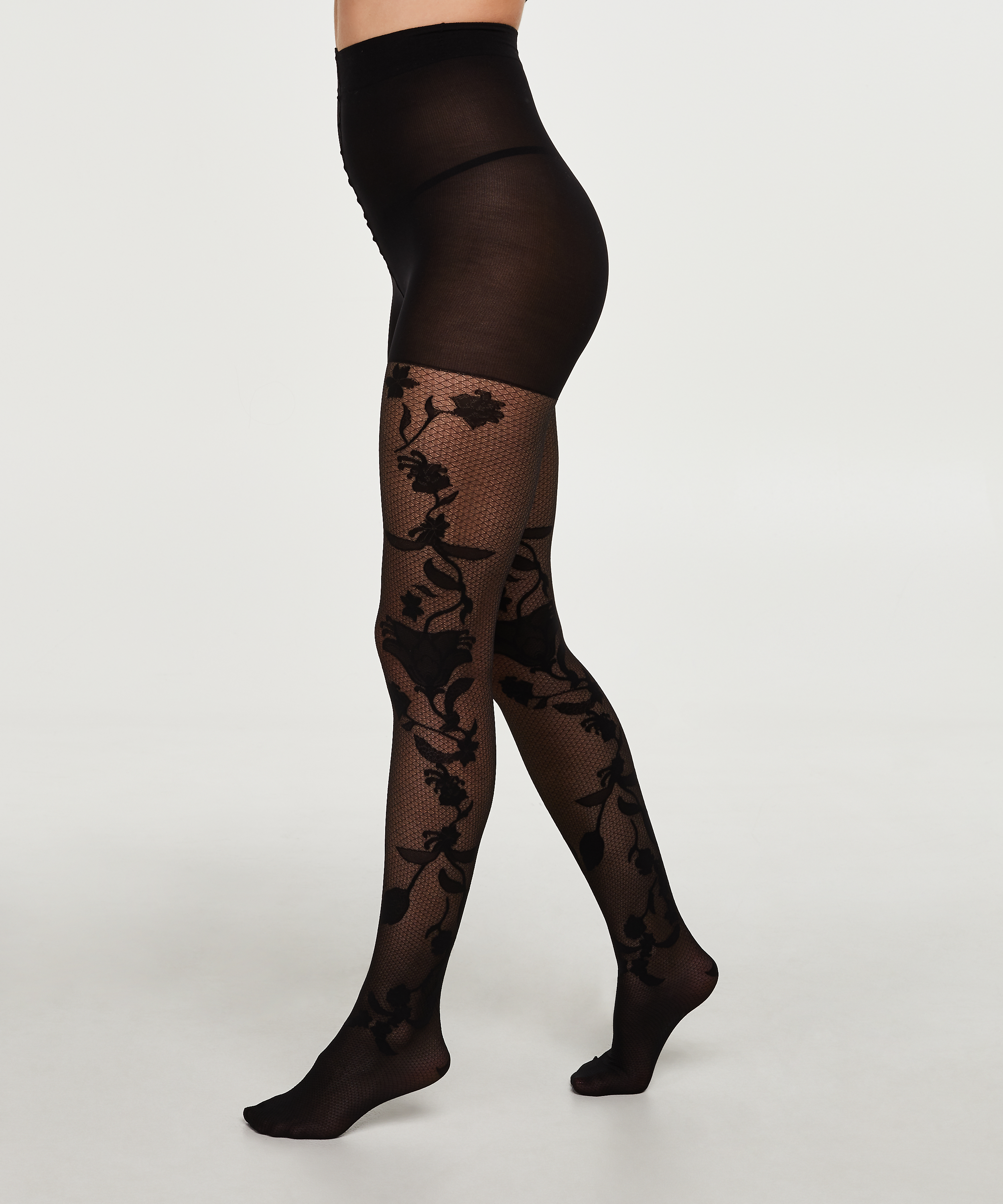 Panty Fishnet Paisley, Schwarz, main
