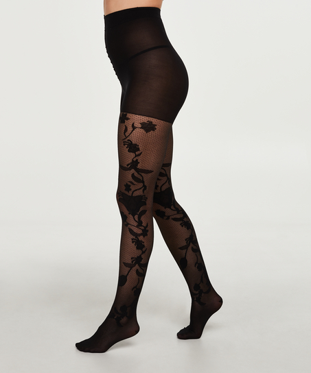 Panty Fishnet Paisley, Schwarz