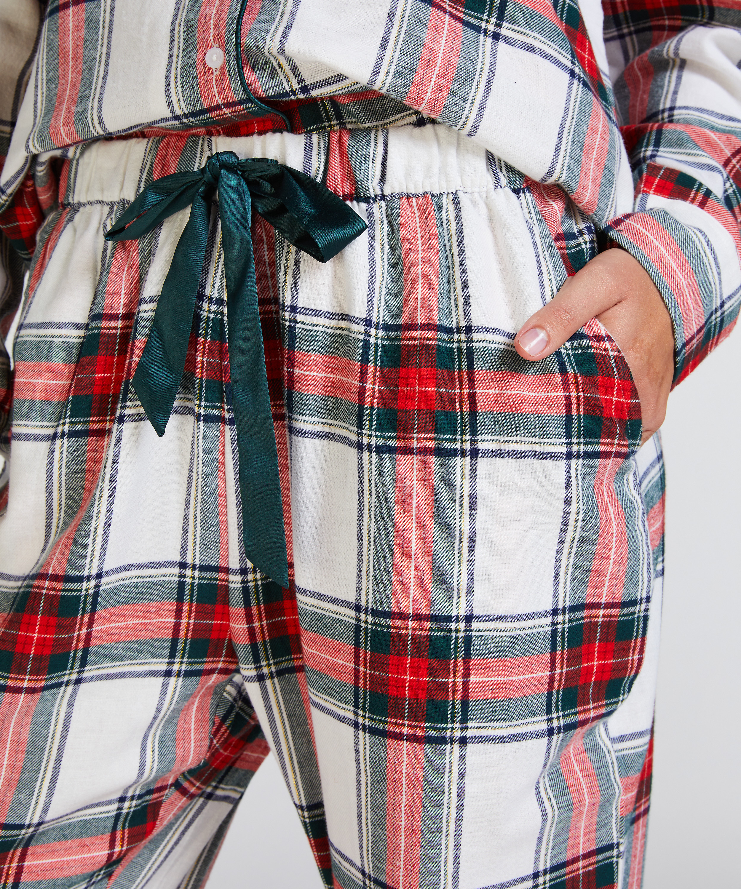 Pyjamahose aus Flanell, Weiß, main