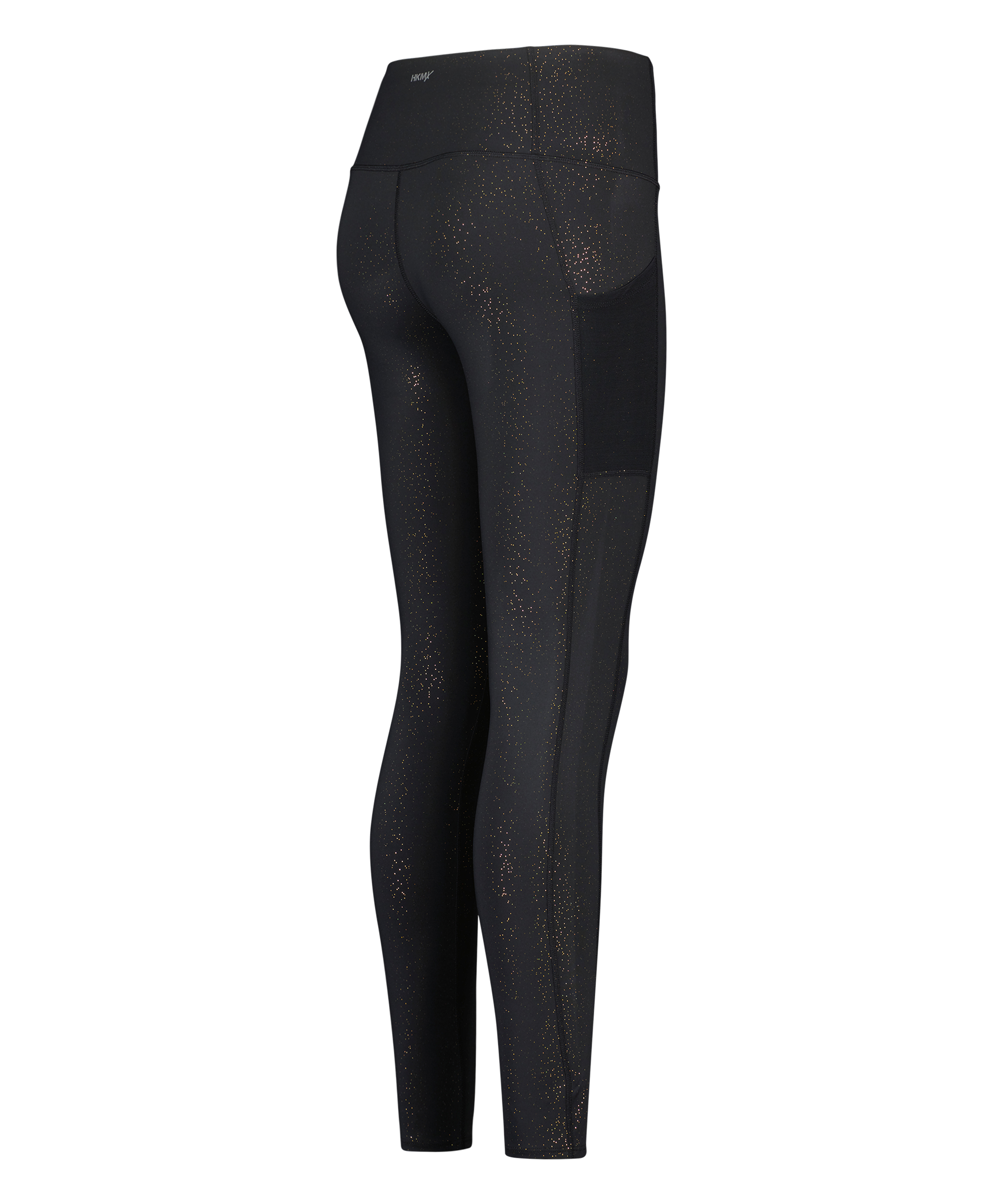 ﻿Legging de sport HKMX Taille haute à Paillettes Dorées, Noir, main
