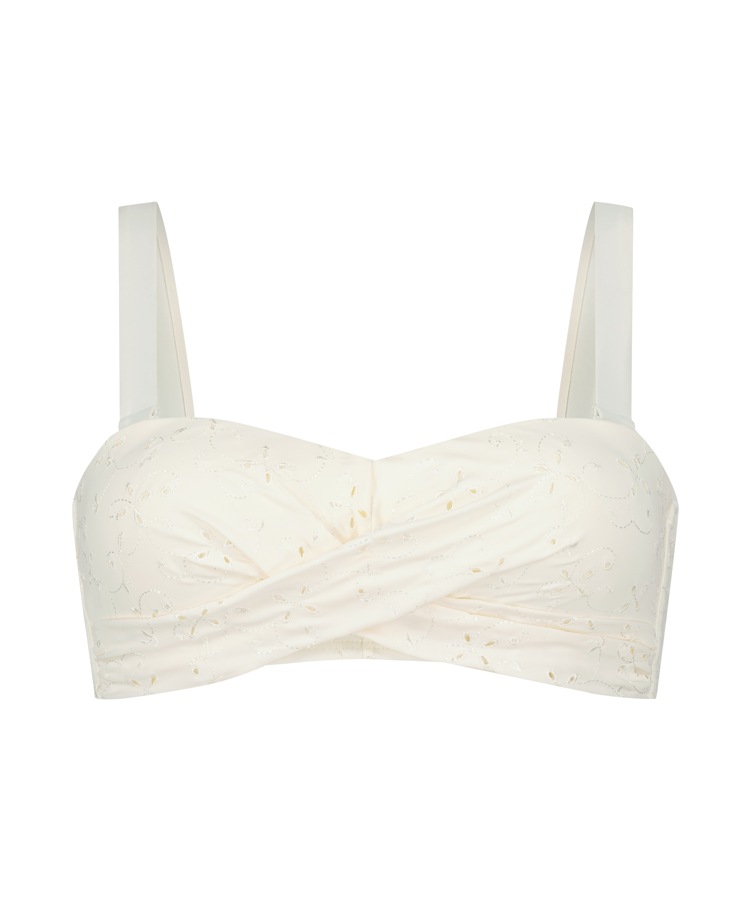 Vorgeformtes Bandeau-Bikinitop Broderie, Weiß, main