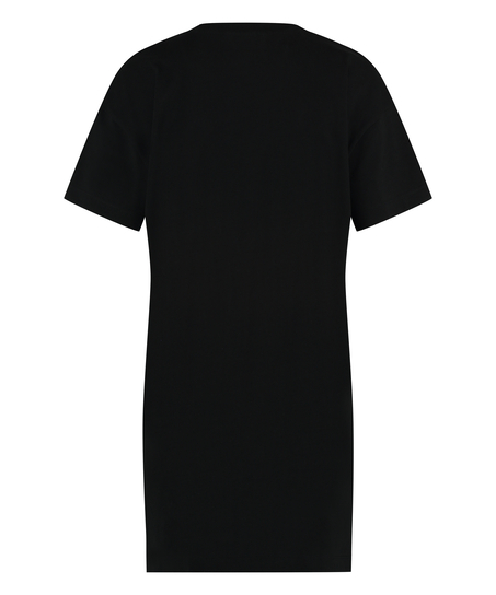 Chemise de nuit à encolure arrondie, Noir