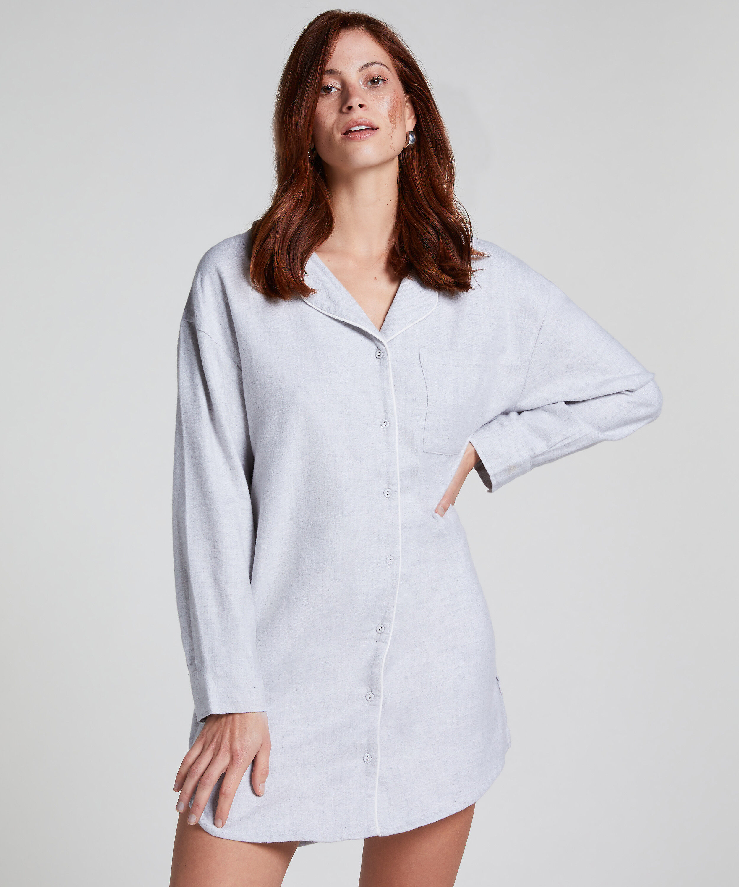 Nachthemd Flanel, Grau