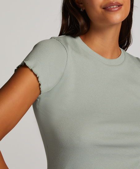 Kurzarm-Baumwollshirt, Grün