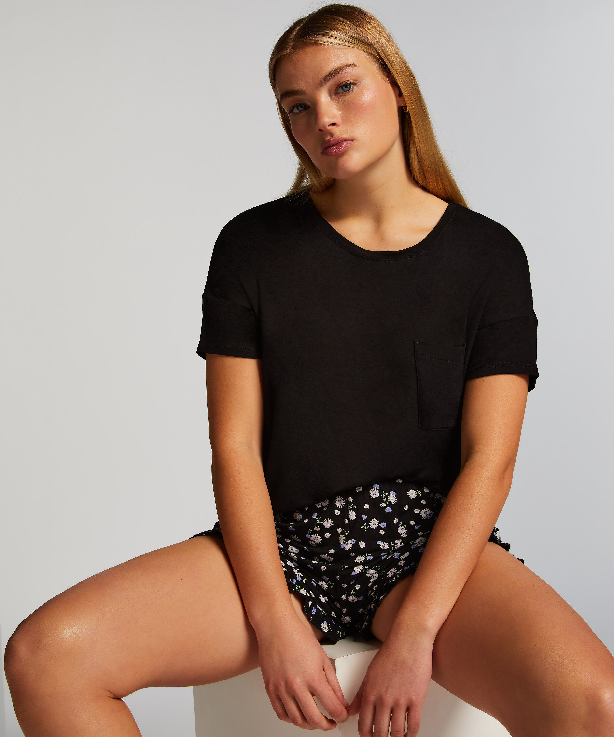 Kurzes Pyjamaset, Schwarz