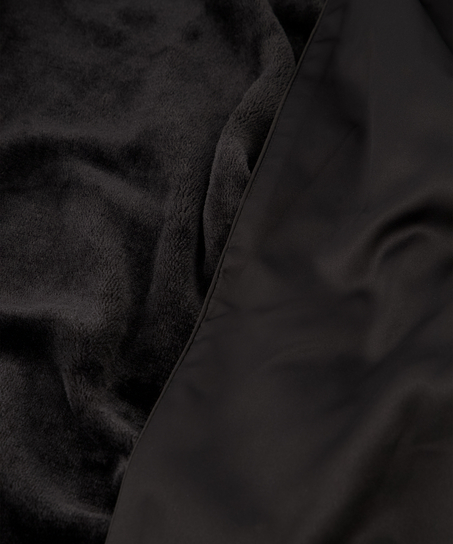 Bademantel Satin Fleece, Schwarz