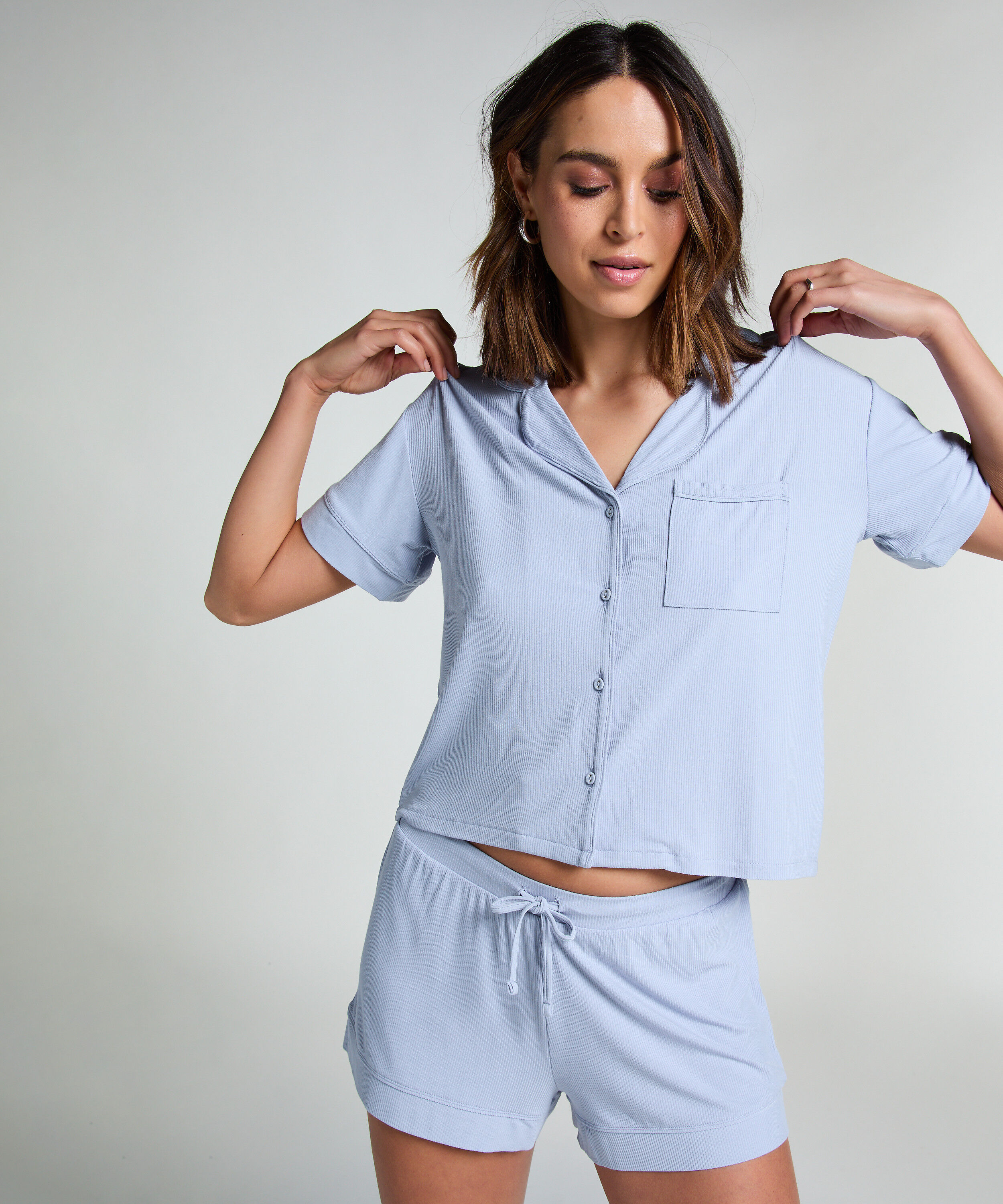 Kurz&auml;rmelige Jersey-Jacke Essential, Blau