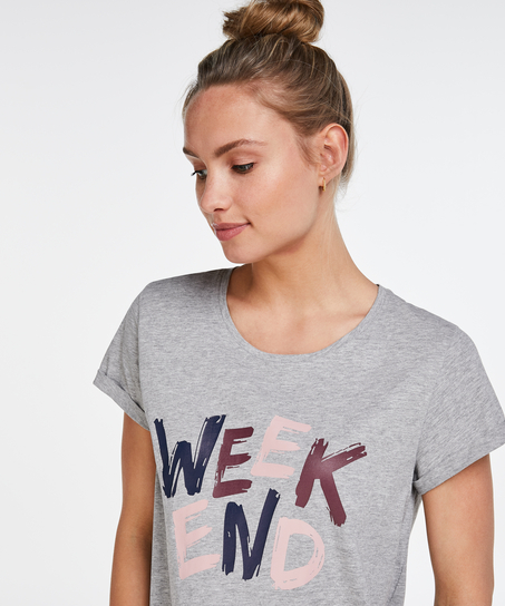 Chemise de nuit à encolure arrondie, Gris