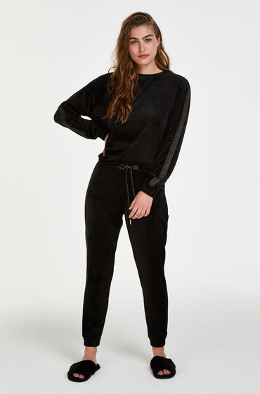 Hunkemöller Petite Pantalon de jogging Velours Lurex Noir