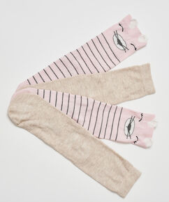 2 Paires de Chaussettes en Coton, Rose
