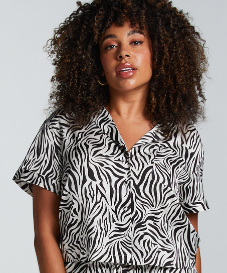 Veste à manches courtes en satin, Blanc