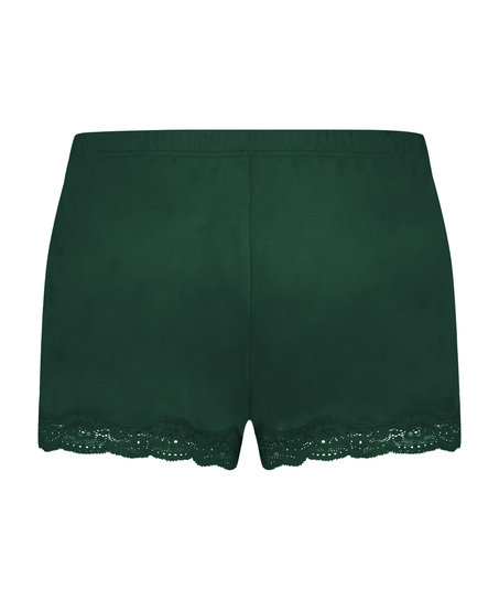 Shorts aus Velours mit Spitze, Gr&uuml;n