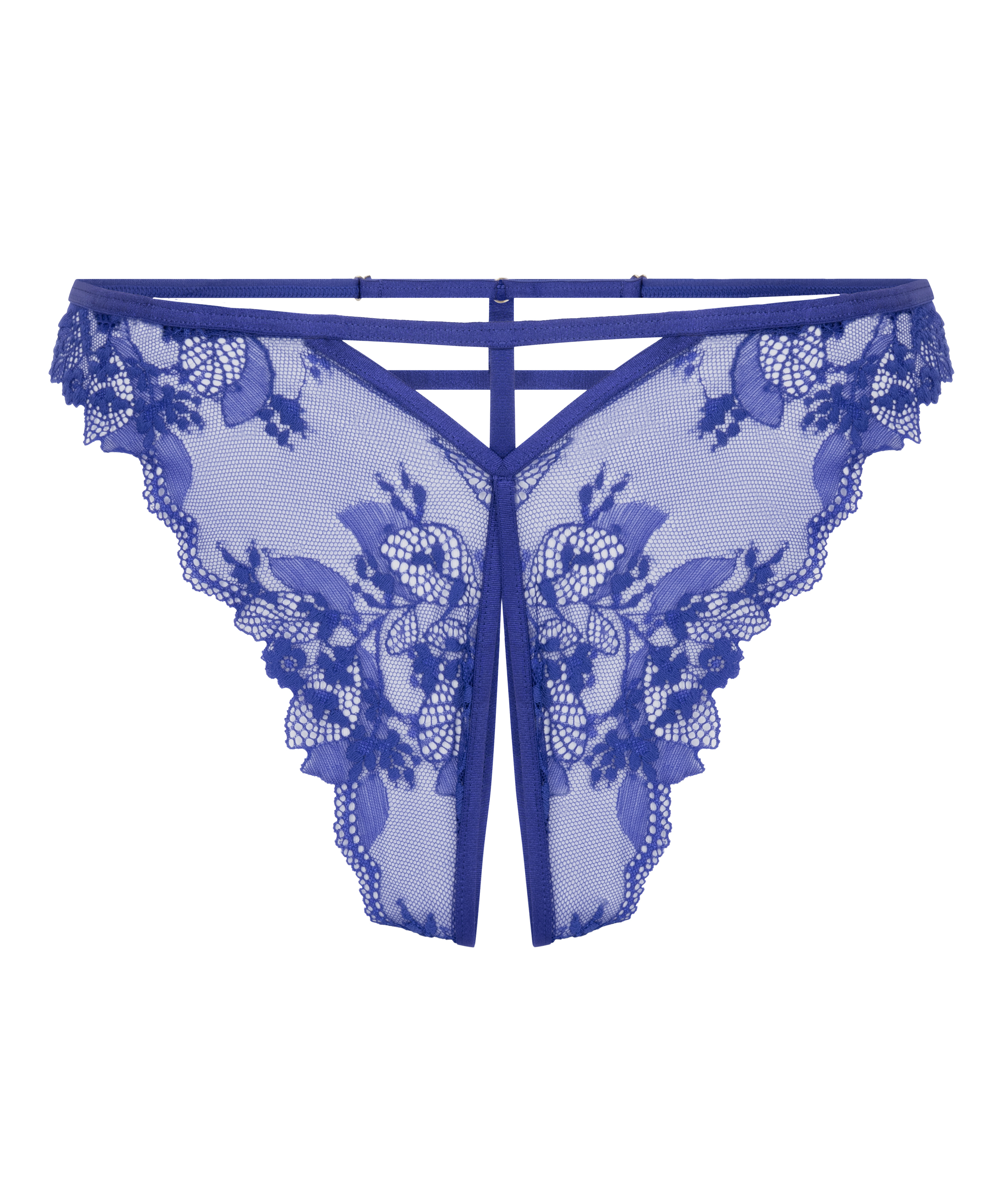 Culotte brésilienne fendue à l'entrejambe Amari, Bleu, main