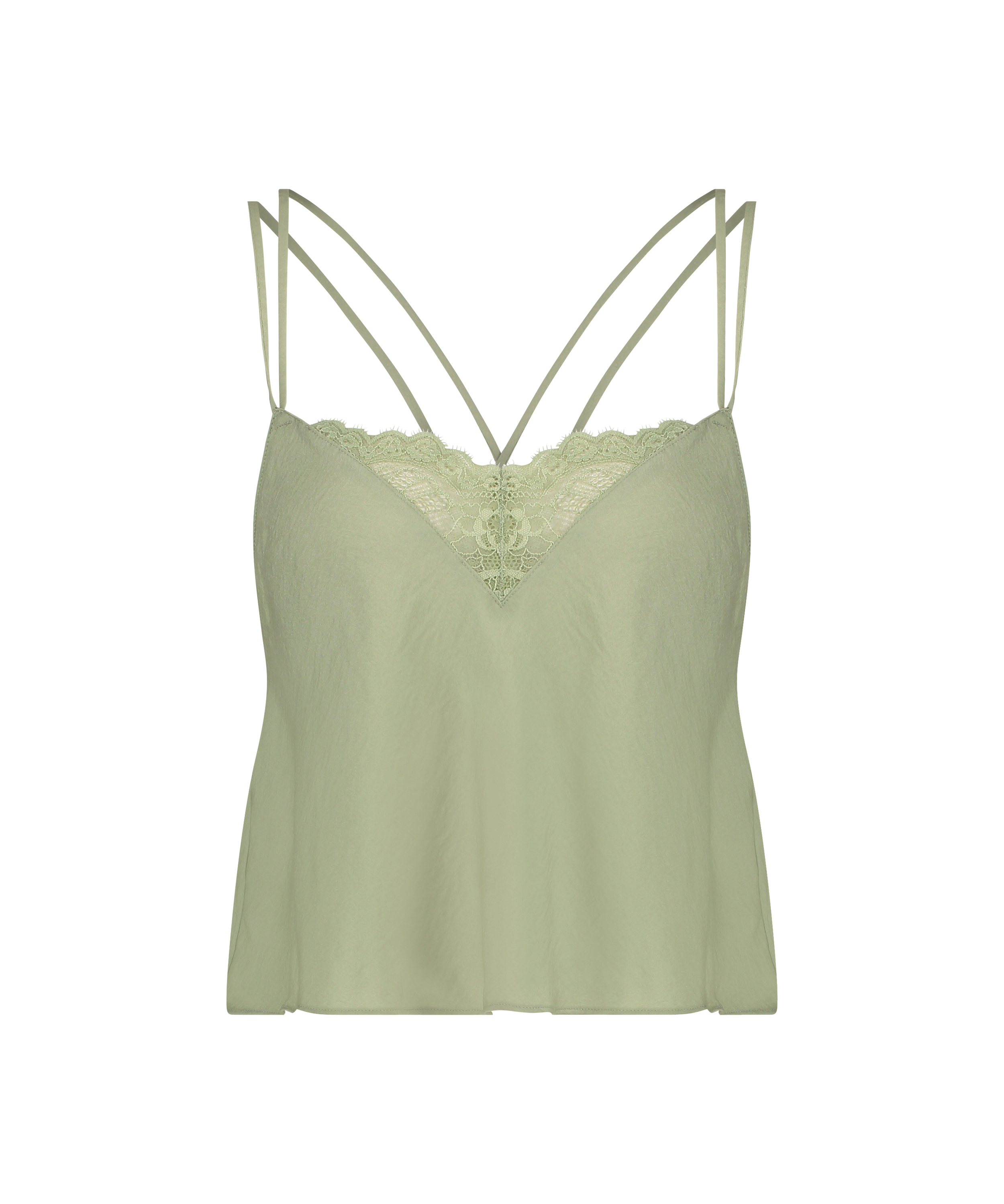 Top Cami en satin Airspun Kim Petras, Vert, main