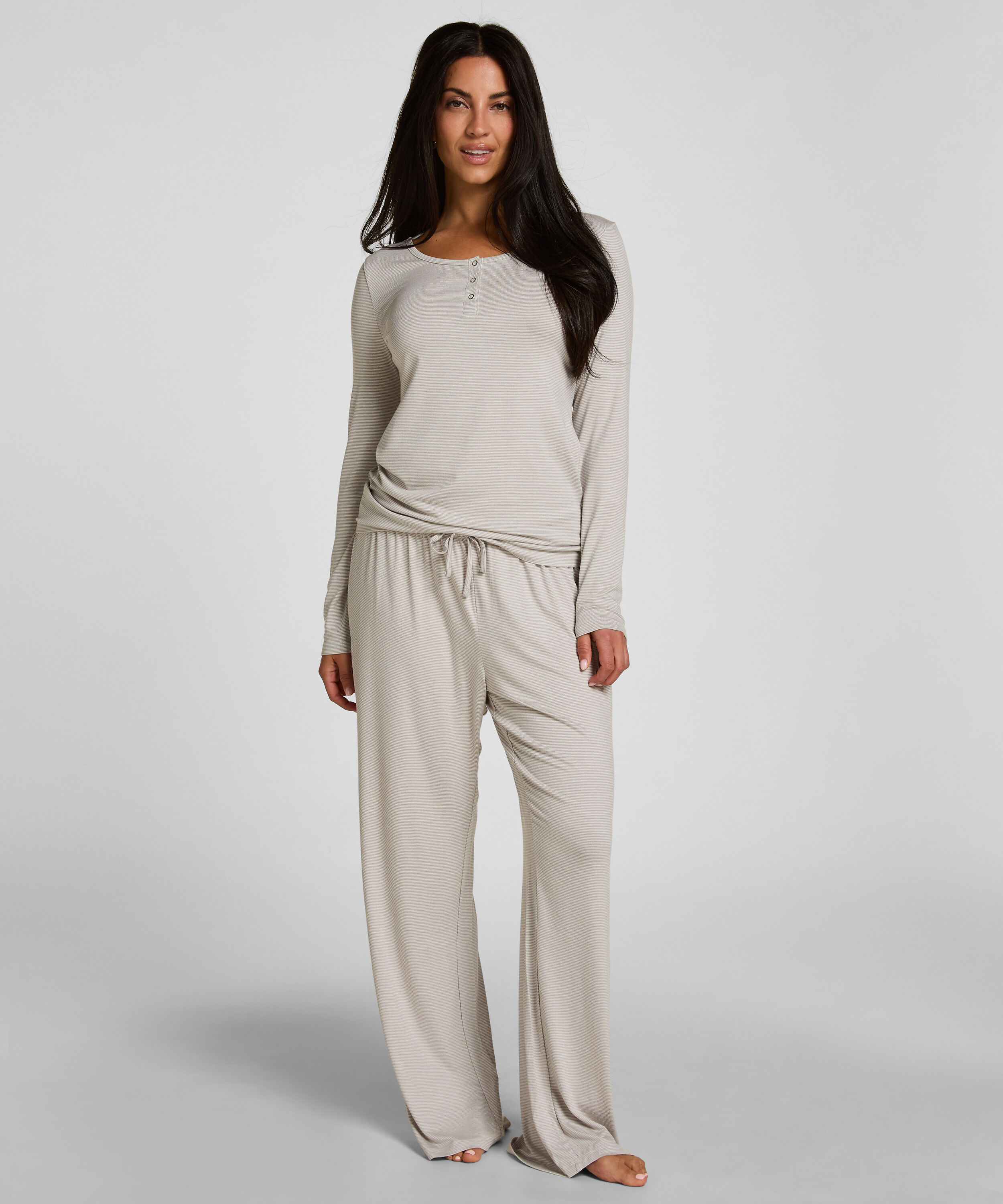 Pyjamahose Gestreift Jersey, Grau