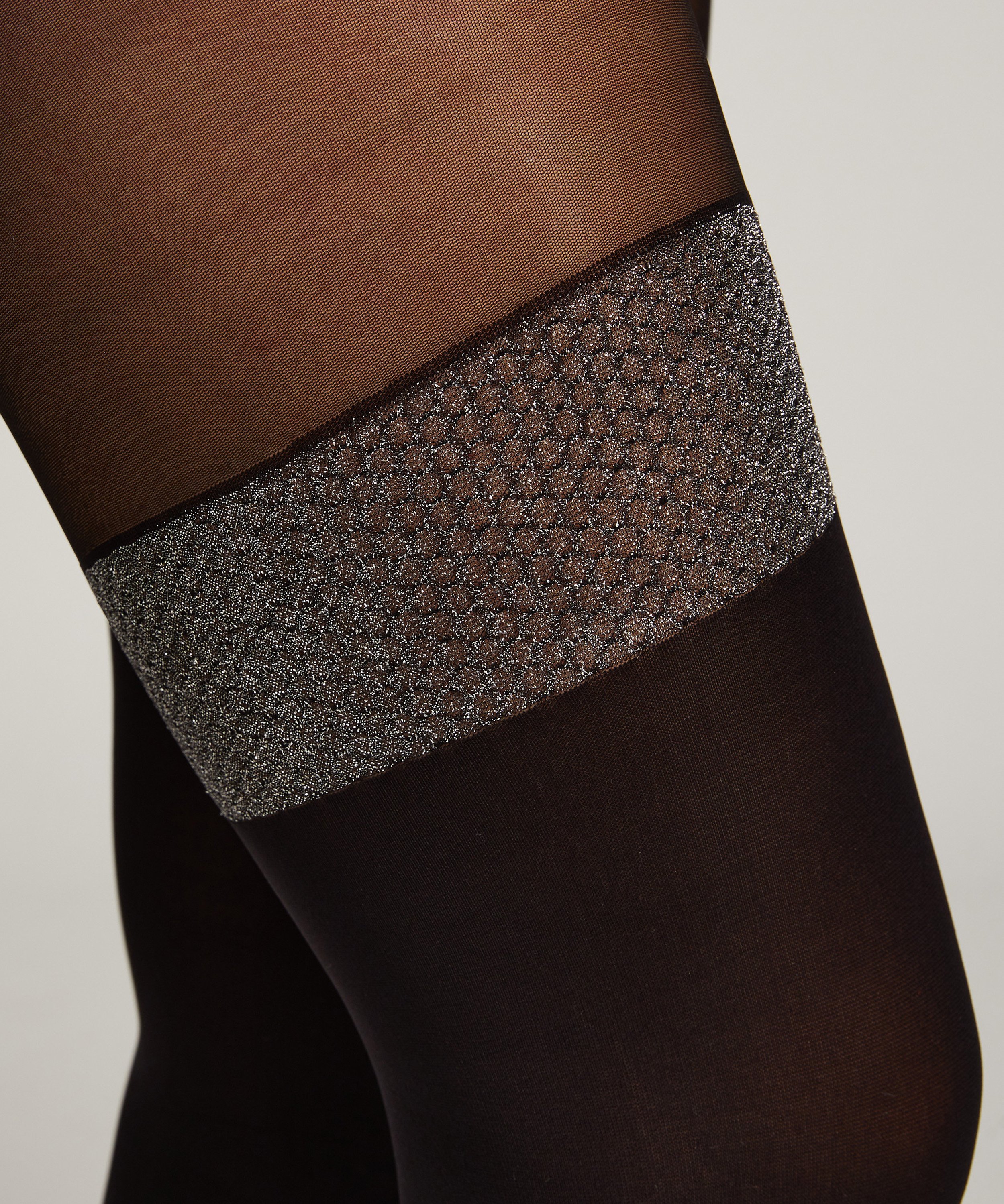50 Denier Lurex-Strumpfhosen, Schwarz, main
